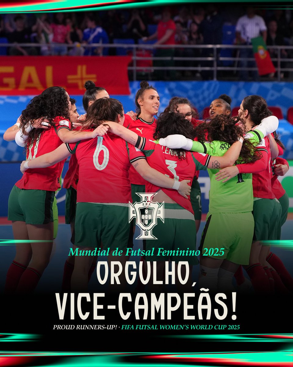 🇵🇹  VICE-CAMPEÃS DO MUNDO! 🥈🏆
A Seleção Portuguesa  de Futsal acaba de fazer história nas Filipinas ao conquistar o 2.º lugar no Mundial de Futsal Feminino 2025!
Um feito que nos enche de orgulho!

Parabéns! 💪❤️

#ViceCampeãsDoMundo #FutsalFeminino #Portugal #MundialFutsal2025