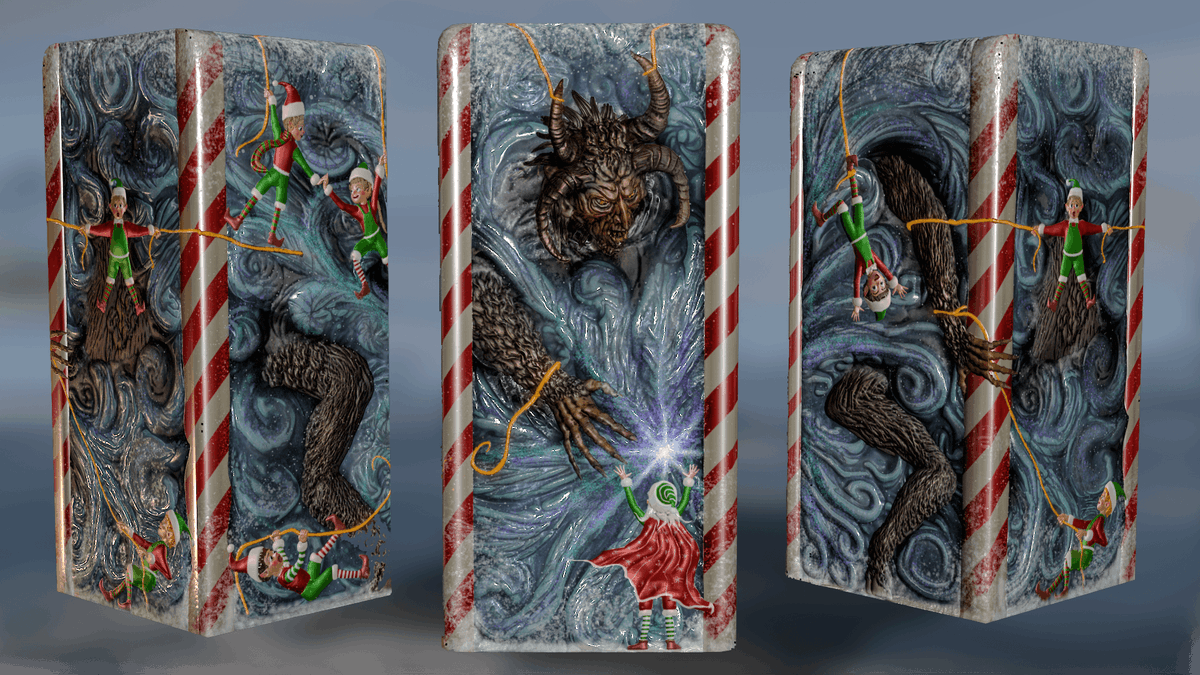 moyderer's tweet photo. New Skin for the Christmas update! Frigid Krampus Fridge take a look see what u think - link: https://t.co/ma2eyGTdN6 - #Rust #Rustworkshop #Workshop #Playrust #Skins #Playrustskins @gerrmanman @HedgesnVideos https://t.co/OLLV4fwWex