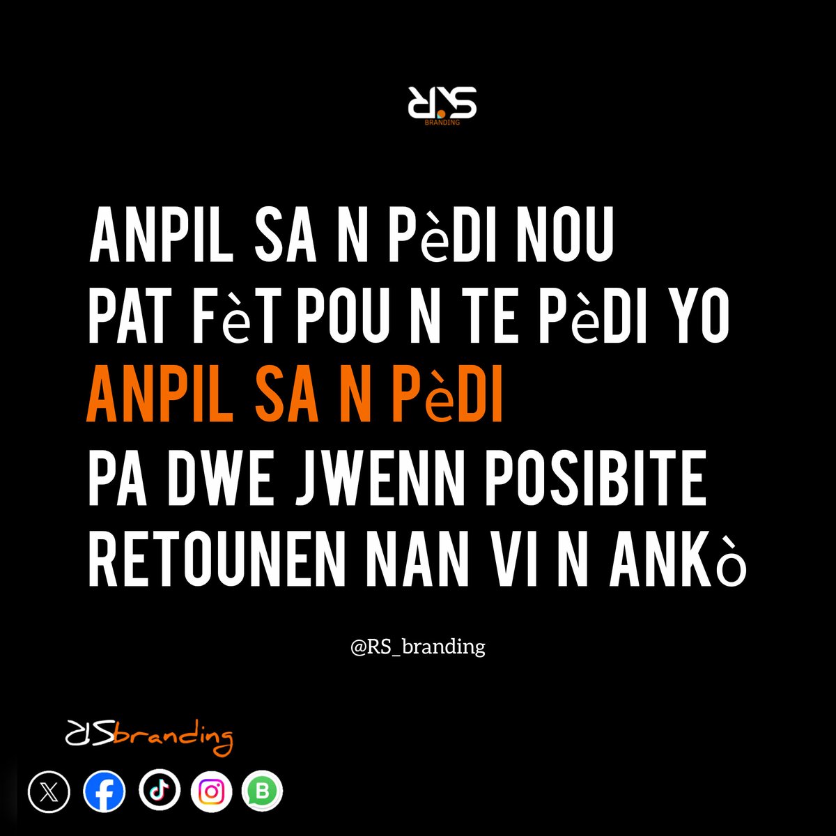 Aprann kreye vid , aprann kreye vid  pou sa ki bon yo pran plas . 

Si de men w ranpli ak wòch kijan Si 
Yo voye yon balon ba w w ap kapab atrap li ?

Kite kèk sa ki te parèt opòtinite, kite parèt lanmou, kite parèt sekirite ale pou nouvo vèsyon w lan download.  #tikozzri9