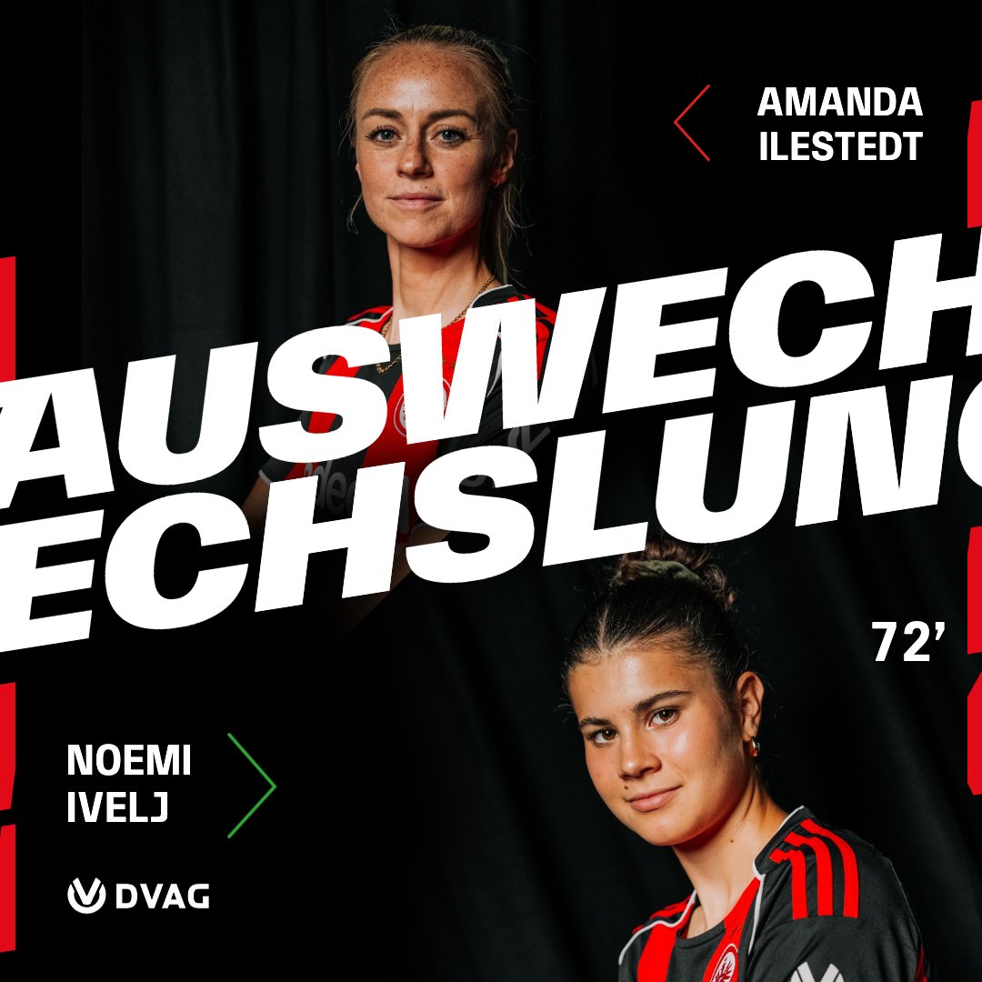EintrachtFrauen's tweet photo. Wechsel bei der SGE.

⏰ 72. I #SGE I #SGEFCB 0:5 https://t.co/lW30rveIA2
