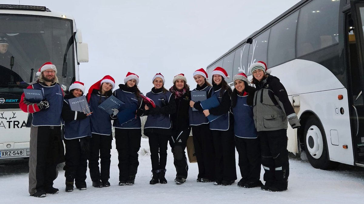 Transun's tweet image. Our Transun reps are ready to spread cheer from the moment you arrive in Lapland this festive season! 🎅🏻 They're among the first friendly faces you'll see and their warm spirit sets the tone for a magical visit amid snow-dusted forests straight out of a Christmas storybook! ❄️