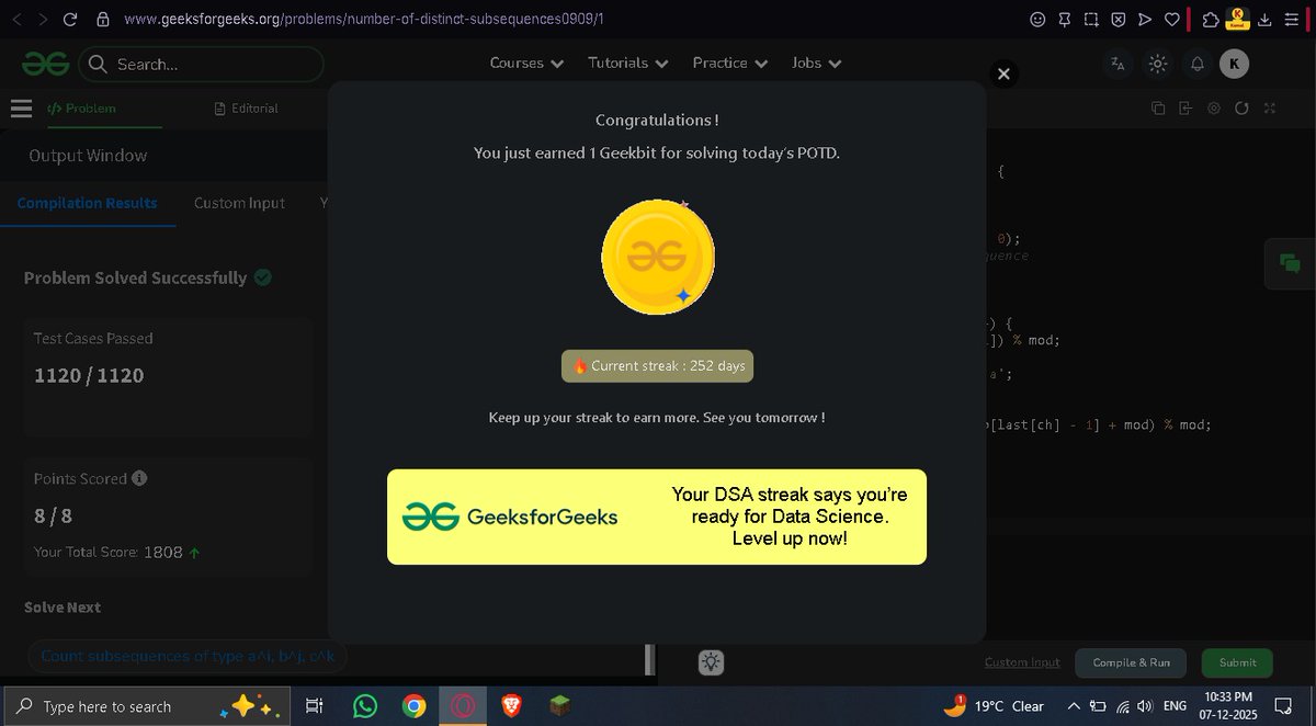 Kamal_M_B's tweet image. Day 252 of Solving Problem of the day.

Solved:
1. Number of distinct subsequences
2. Count Odd Numbers in an Interval Range

#leetcode #dsa #gfg #geekstreak2025