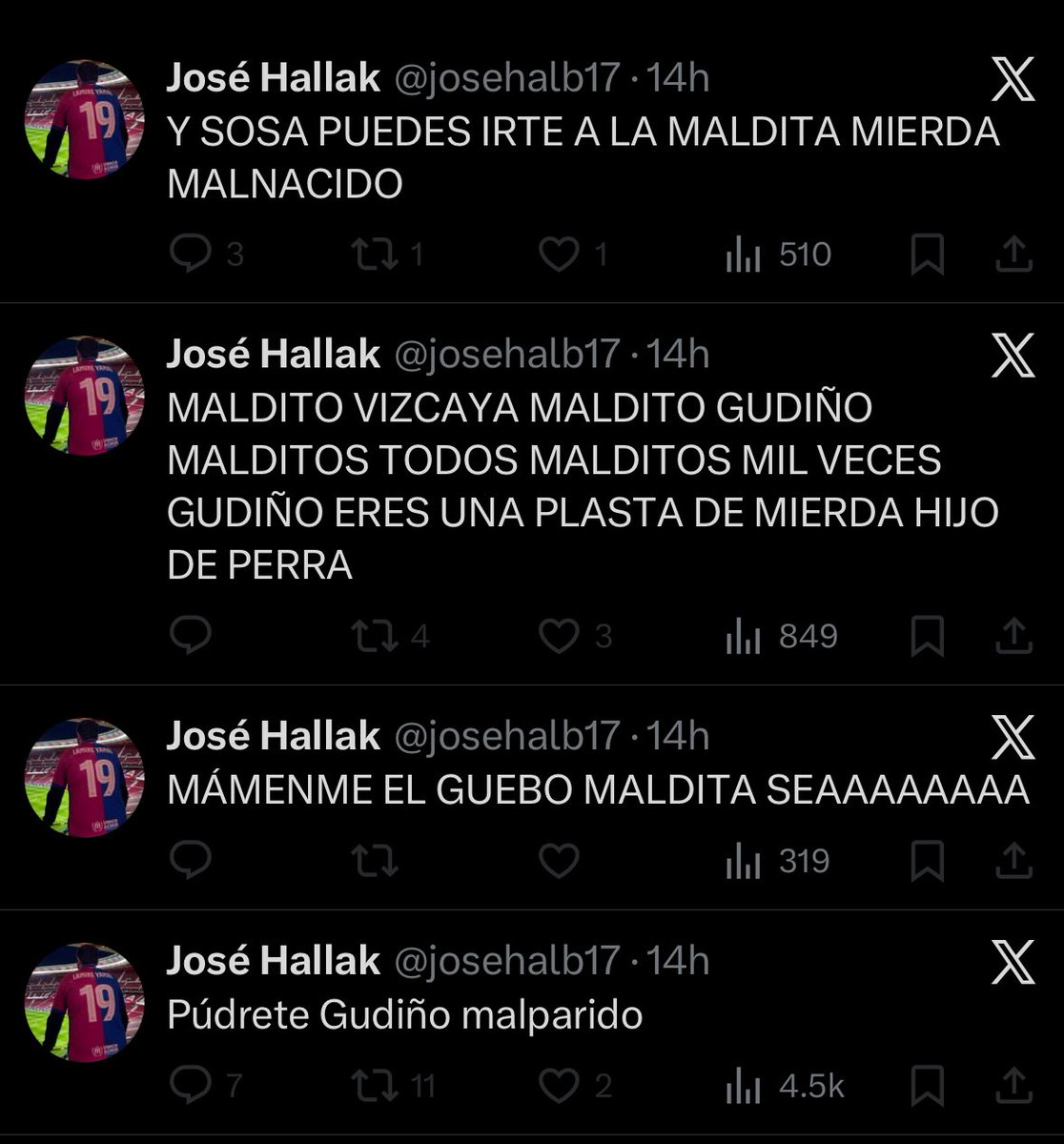 Este  es @josehalab17 el defensor a capa y espada de <a href="/Agui13Jose/">J. Alguacil</a> y un ENFERMO MENTAL. denuncien  esta cuenta , este tipo de LOCOS ENFERMOS no pueden tener  X 
<a href="/percq/">percq</a> <a href="/Eliojgm/">Elio García 🦁⚾</a> <a href="/FranyerJTG/">FT</a> <a href="/caredrod92/">Carlos Rodríguez 🦁⚾</a> <a href="/17enXs/">#WBC Champions 🇻🇪 #ArepaPower</a> <a href="/aarondanielCal1/">Aaron</a>