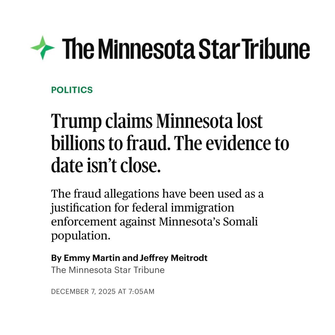 Minnesota media is among the most feckless and partisan in the nation.

In the face of national recognition of Walz’s and Democrat failure, the Star Tribune tries desperately to run a cover up.

This local media stands in opposition to truth and justice, recognize them as such.