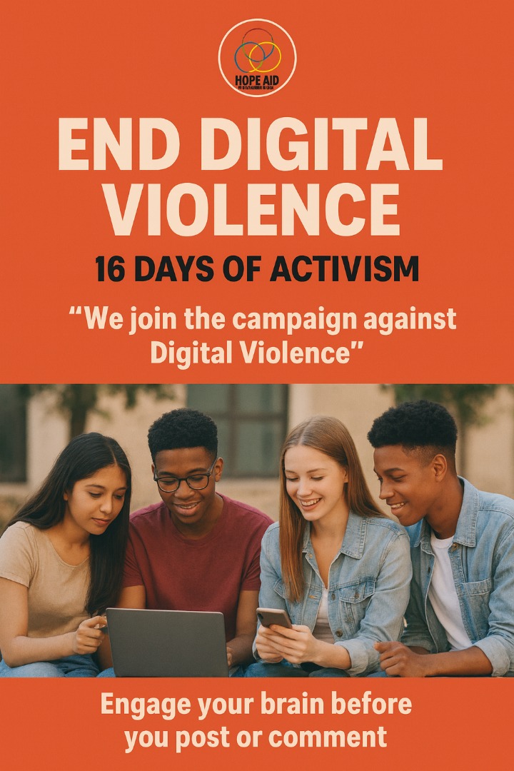Hope_AidOrg's tweet image. Hope aid organization joins the campaign and encourages every one to fight violence of every forms

#EndDigitalViolence 
#16DaysOfActivism 
#hopeaidorganisation
