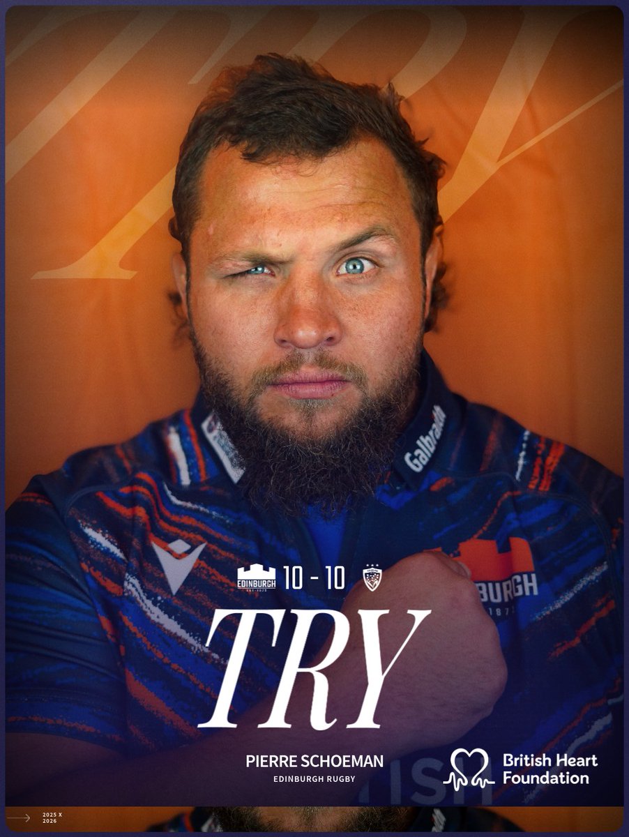 EdinburghRugby's tweet photo. 15 | Tryyyyyyy!! Get in SCHOEEEEEEEEEEEE!! 

Cammy nails the con again and we're level.

Match updates📱: https://t.co/qUgUcw7Gct

#EDIvTOU | 🏰 10 - 10 🔴⚫️ https://t.co/sV6eSOFmzz