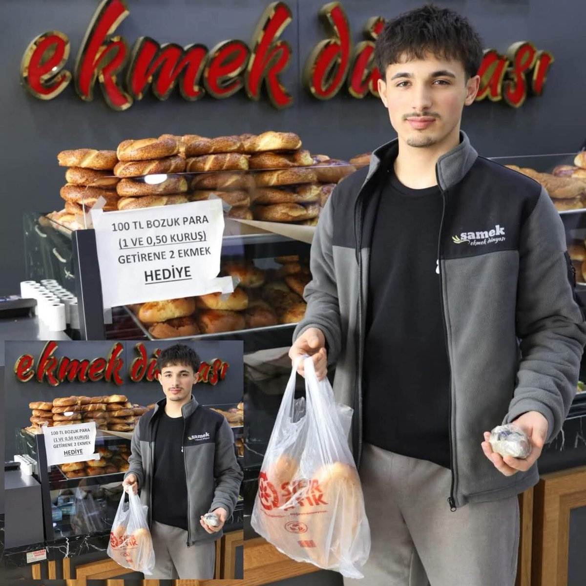 📌 100 TL bozuk paraya iki ekmek bedava 

Sivas’ta bir ekmek fırını, bozuk para problemini aşamayınca ilginç bir kampanyaya imza attı. 

İşletme, 100 TL bozuk para getirene iki ekmek hediye ediyor.