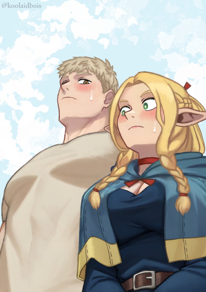 Laios &amp; Marcille from upward angle

A glimpse from this perspective😏

#DungeonMeshi #Laios #Marcille #Laicille