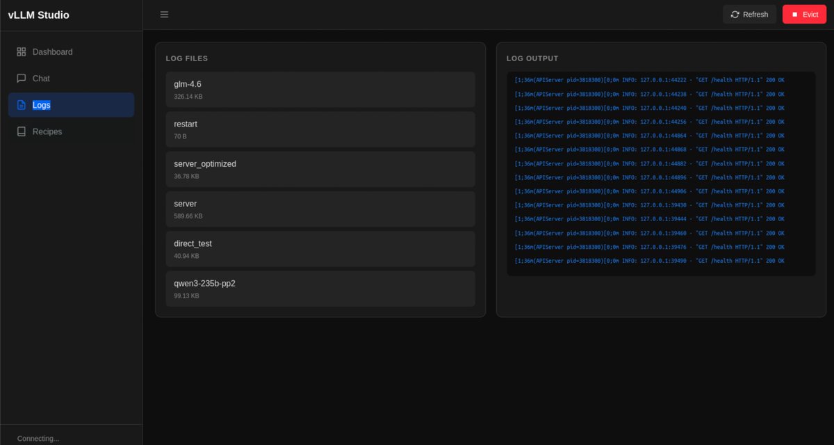vLLM Studio interface