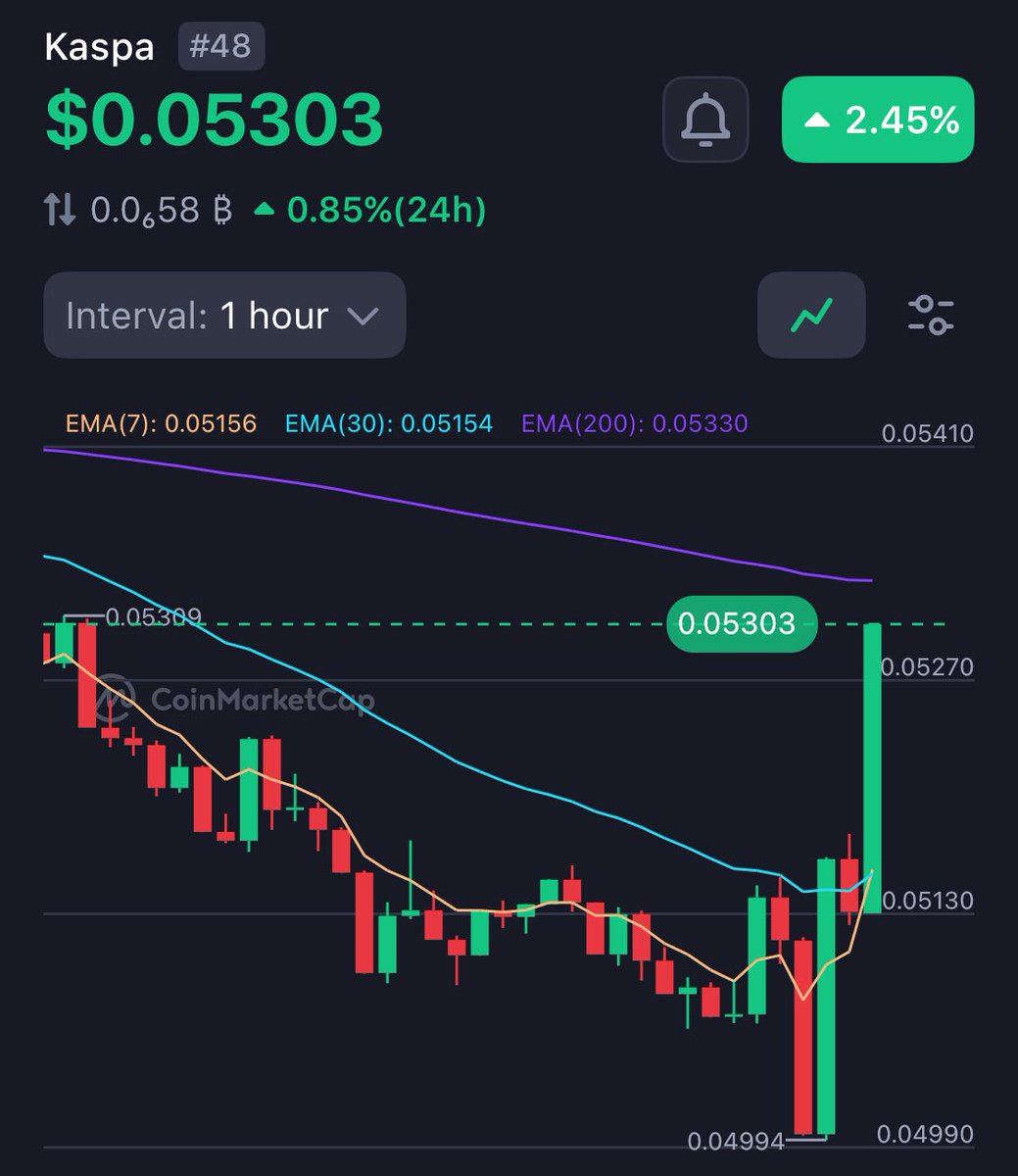 Take the hint.

$KAS leads the market.

Largest gainer from the bottom. 📈