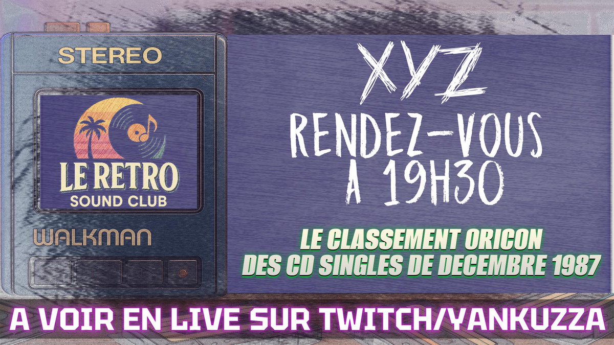 Live à 19h30 sur ma chaîne #Twitch : on découvre ensemble le classement ORICON des CD singles de décembre 1987 !

Rendez-vous ici 👉 twitch.tv/yankuzza

#CityPop #Oricon