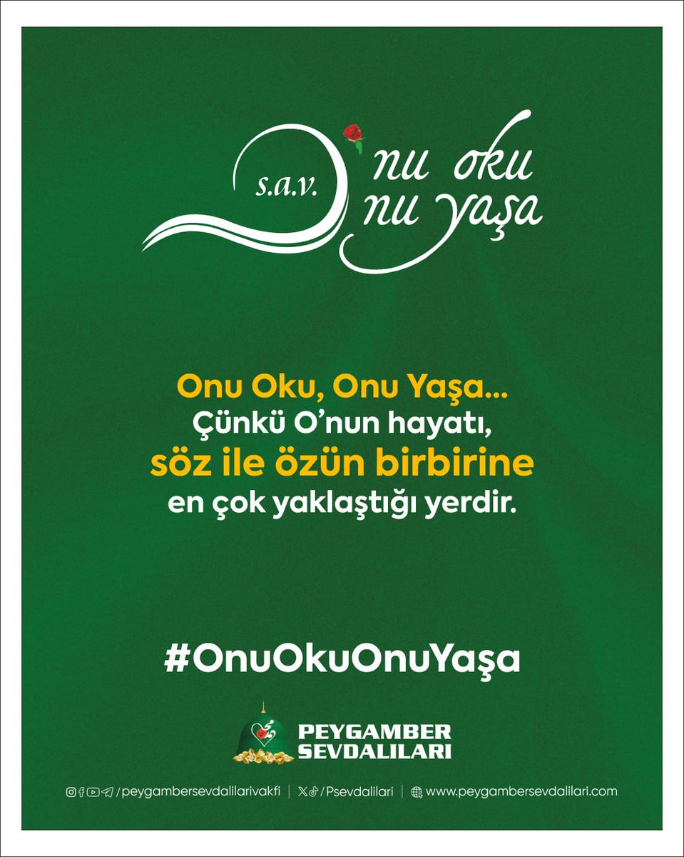 #OnuOkuOnuYaşa
Çünkü O'nun hayatı, söz ile özün birbirine en çok yaklaştığı yerdir.