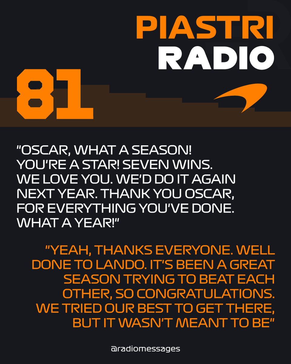 <a href="/NicolePiastri/">Nicole Piastri</a> A bittersweet but full of respect radio from Piastri 🧡