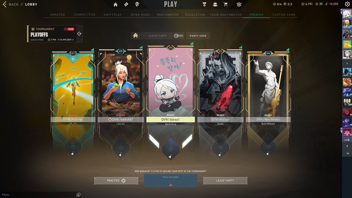 Playing playoffs with the goats <3

<a href="/085Luigi/">Walungi</a> 
<a href="/wowolfvlr/">w4lter</a> 
<a href="/RatchetsssValo/">Ratchetsss</a> 
<a href="/VAR1ANT_fps/">VAR1ANT</a> 

<a href="/Serdna2001/">André S</a> 
<a href="/timzen_ofc/">Timzen</a> 
<a href="/91AngelsEsports/">91Angels</a>