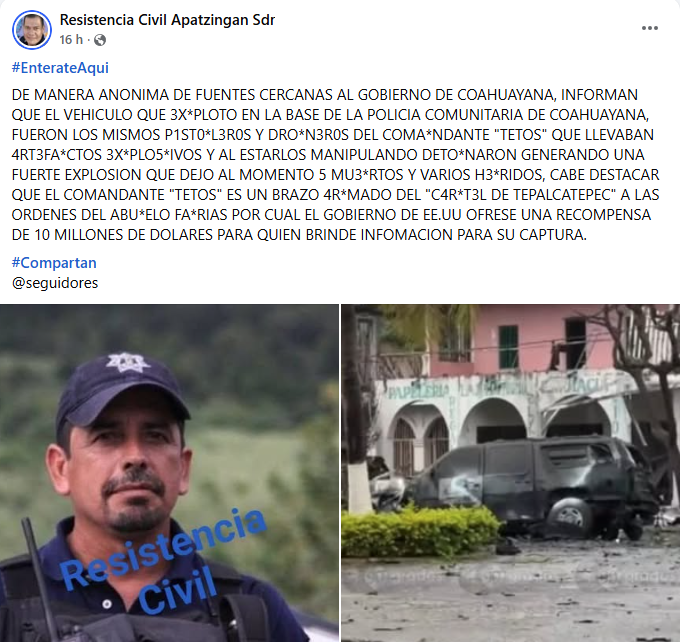 MexicoRetorcido's tweet photo. #Coahuayana 

Ya salió Julio acosta a defender a sus novios los Jaliscos, ahora dice que no fue agresión, sino que entre ellos se andan queriendo dar piso

@Furia_Tinta @MundoNarco @90gradosmx https://t.co/Rrjd3g9z5A