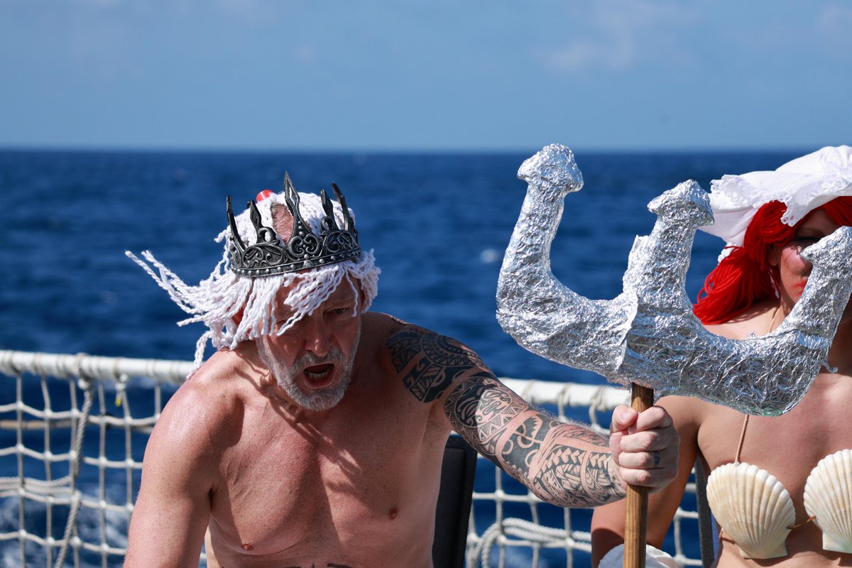 HMS_Medway's tweet photo. ⚓️ HMS MEDWAY has crossed the Line! 🌍
King Neptune held court as our first-timers paid tribute and earned their Shellback status. A great day of tradition, teamwork, and plenty of laughs. 👑🌊
#CrossingTheLine #RoyalNavy #HMSMedway https://t.co/4ctlcXl3Lc