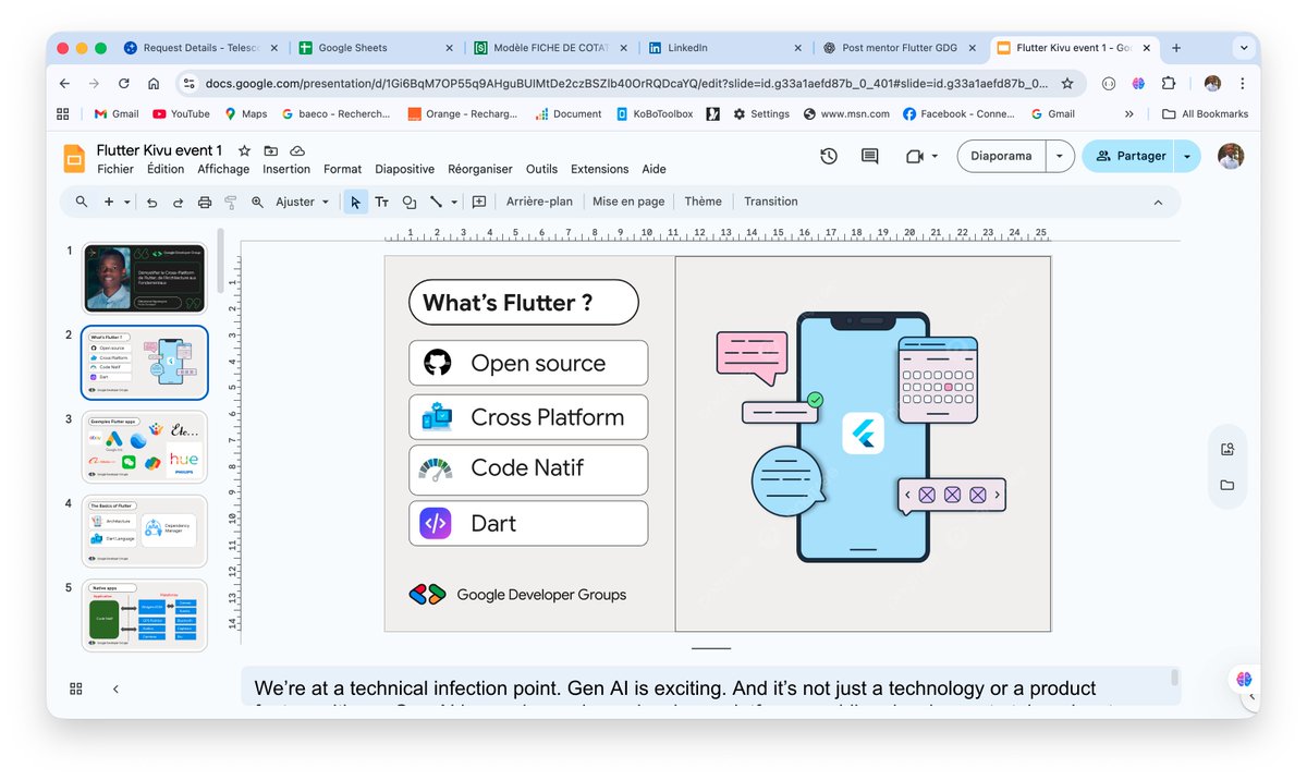 dieudonneopilam's tweet photo. #LearningChallenge
Je suis fier d’être Mentor Flutter dans le Learning Challenge organisé par @GdgocIspBkv 🚀
Cette première semaine, j’ai introduit les bases du mobile :
– écosystème mobile
– communication avec la plateforme
– apps natives, hybrides
#Flutter, #GDG https://t.co/hmwgAy7g11