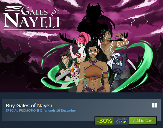 GalesOfNayeli's tweet image. Gales of Nayeli is currently on sale at 30% off - Our biggest discount yet! 

store.steampowered.com/app/1878490/Ga…

#IndieGames  #srpg