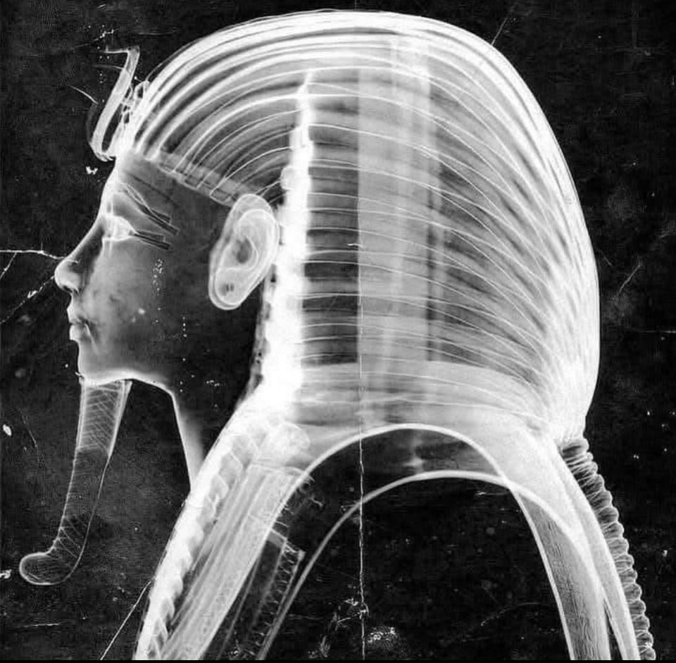 An X-ray scan of Tutankhamun's golden mask revealed it's not made from a single piece of gold, as once thought, but from multiple parts expertly welded together.