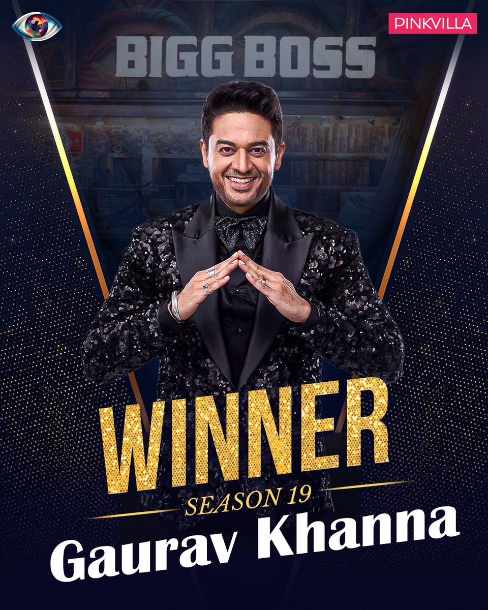 PinkvillaTelly's tweet photo. Bigg Boss winner #GauravKhanna𓃵 !!!!!

#BiggBoss19Finale https://t.co/XLWMRmt2xK