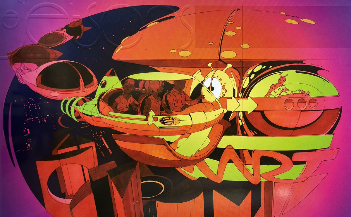 SciFiArchives's tweet image. Syd Mead’s concept artwork for a planned but ultimately unmade live action adaptation of The Jetsons.