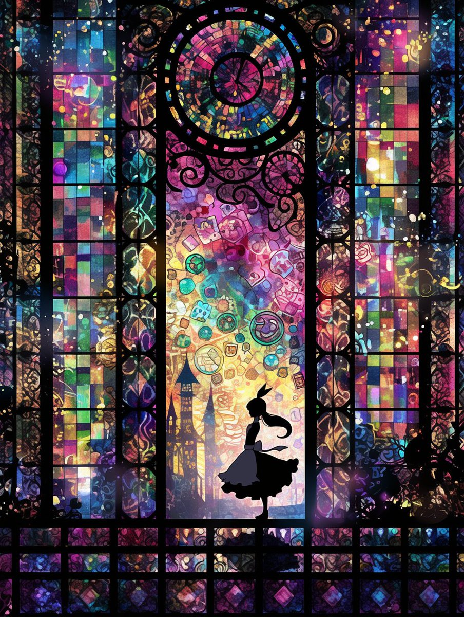 パネル in wonderland ステンドグラス　Alice