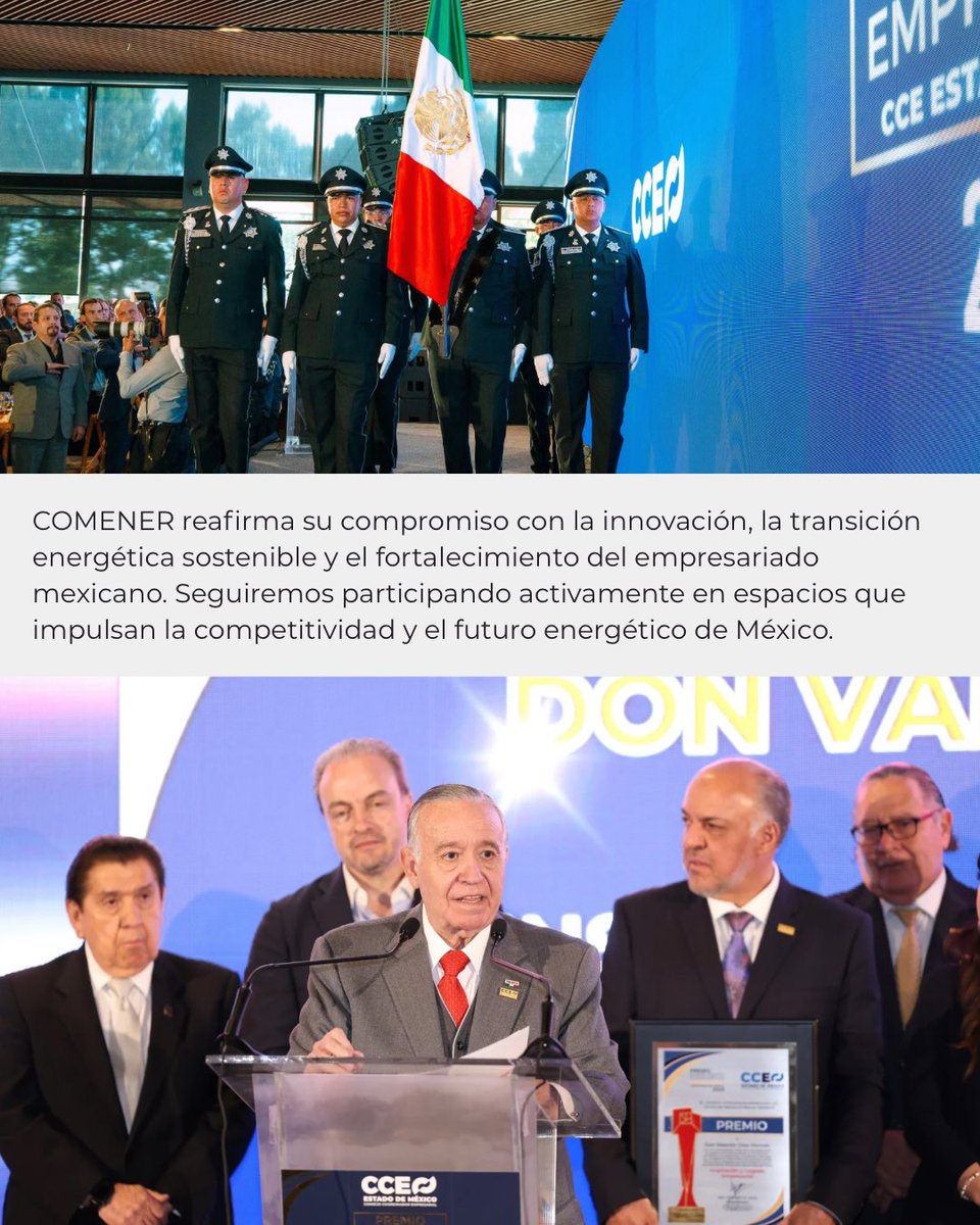 Orgullosos de haber participado en la 1er edición del Premio a la Excelencia Empresarial 2025 del CCE Estado de México 

En COMENER seguimos empujando innovación y energía sostenible para un México más competitivo. 

Felicitaciones a Don Valentín Diez Morodo y Francisco Cervantes
