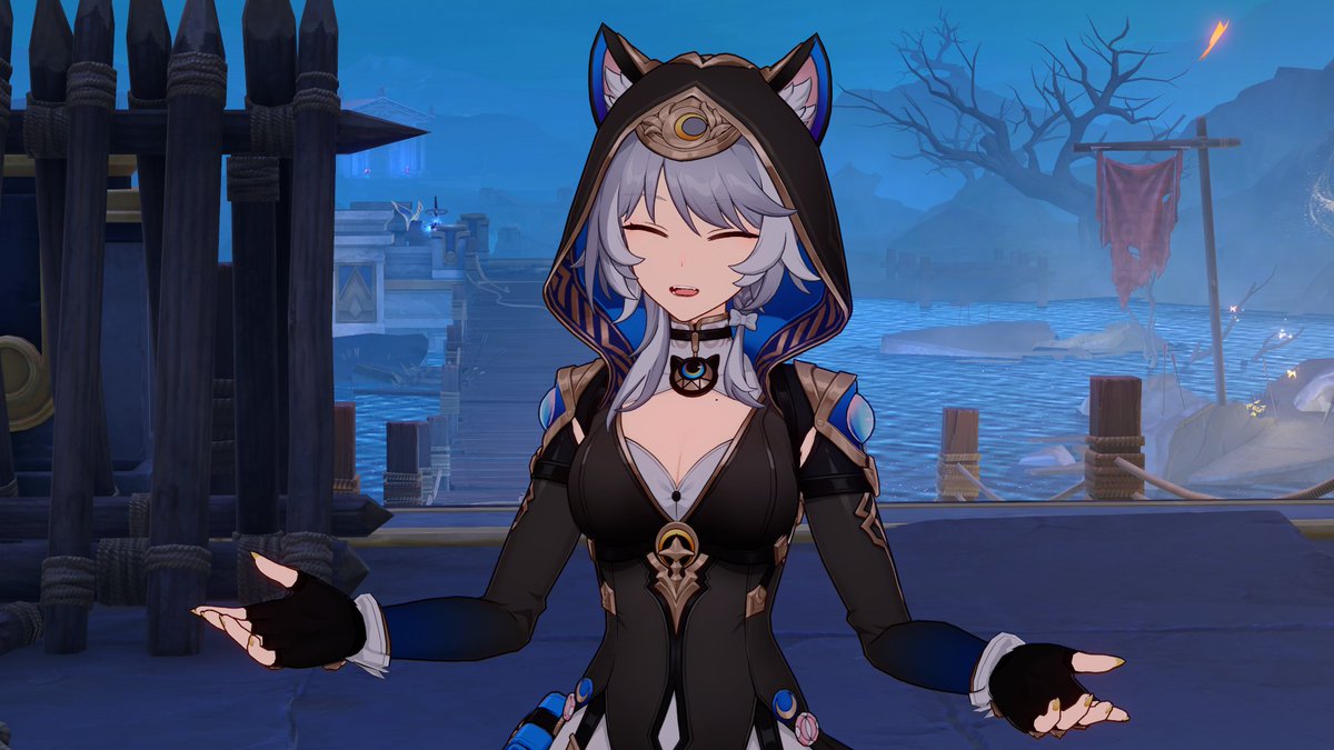 StoleYourBody's tweet image. ㅤ
❝ Oh, yes, yes! Being a Trickster is a full time job with a living wage! We even get dental! ❞

She's screwing with him, clearly.

❝ Bu~ut, how can you say the mystery is dead just off that! That's like me saying I know your whole deal 'cus of a lab coat! ❞
ㅤ