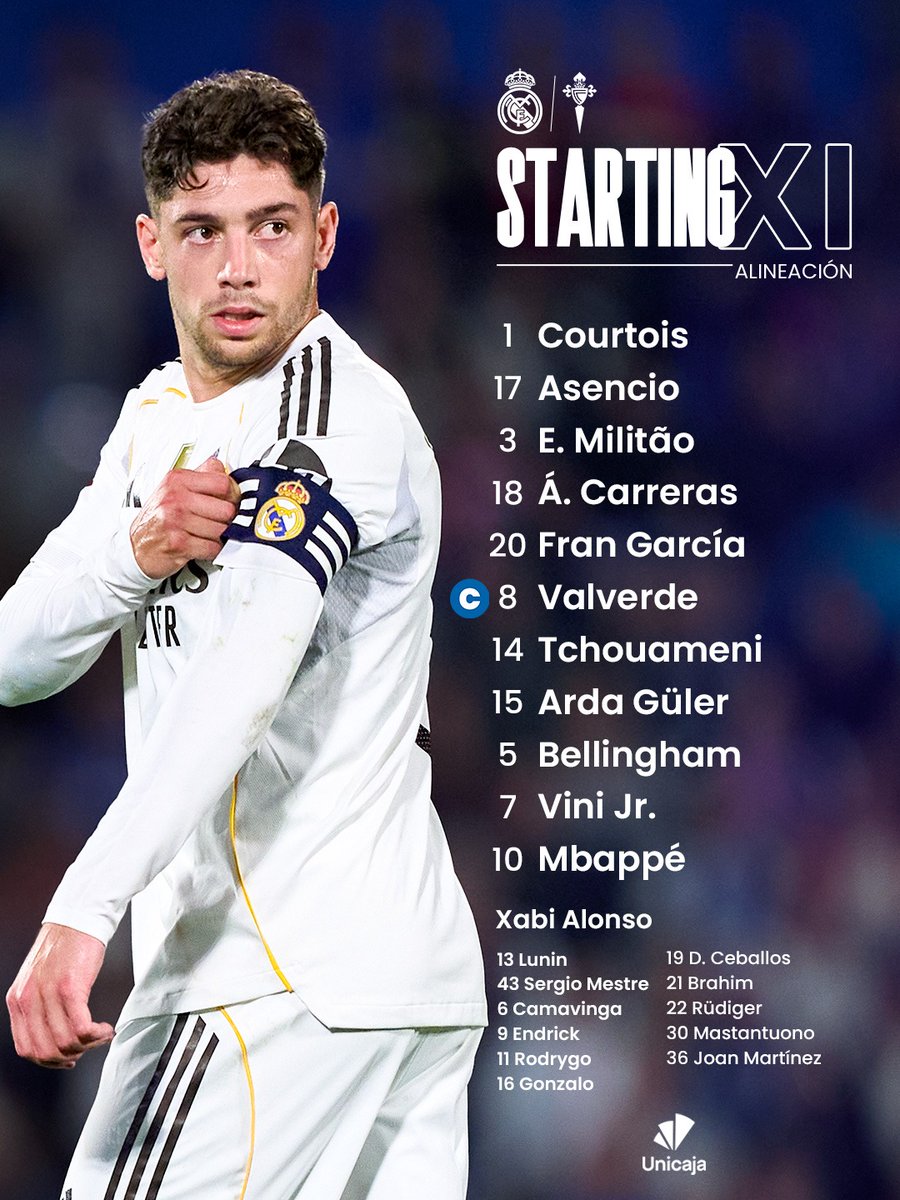 📋✅ ¡Nuestro XI inicial!
🆚 <a href="/RCCelta/">Celta</a> 
👉 <a href="/UnicajaBanco/">Unicaja</a>
