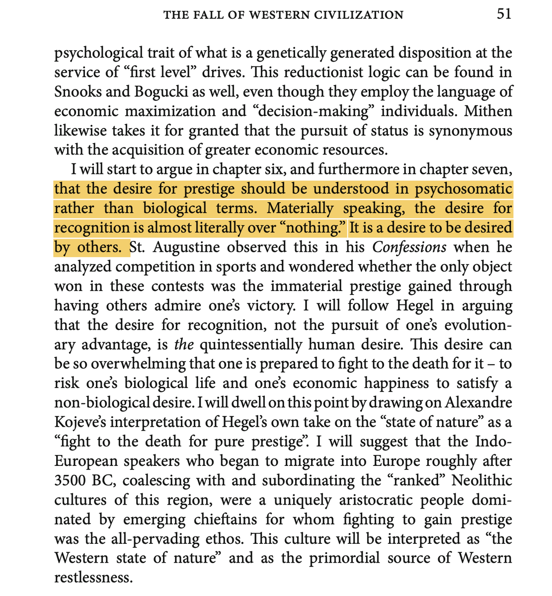 뒤셰네는 X에 대해 인종차별주의자로 여겨지지만, 맥도널드보다는 고비노에 더 가깝습니다. 어느 정도 "다윈"적인 면이 있기는 하지만, 개체군의 귀납적 편향에 대한 생물학적 분석은 거의 없습니다. 따라서 그는 현대의 퇴