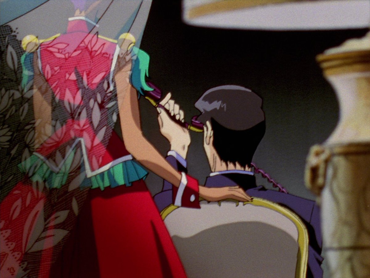 after thinking, i'd say anthy wasn't there w/ mr kaoru &amp; this was miki's projection of &amp; how the audience meant to perceive the new mother miki never met. it's significant tht anthy appeared as the rose bride: the ideal mother &amp; wife under patriarchy is essentially a rose bride