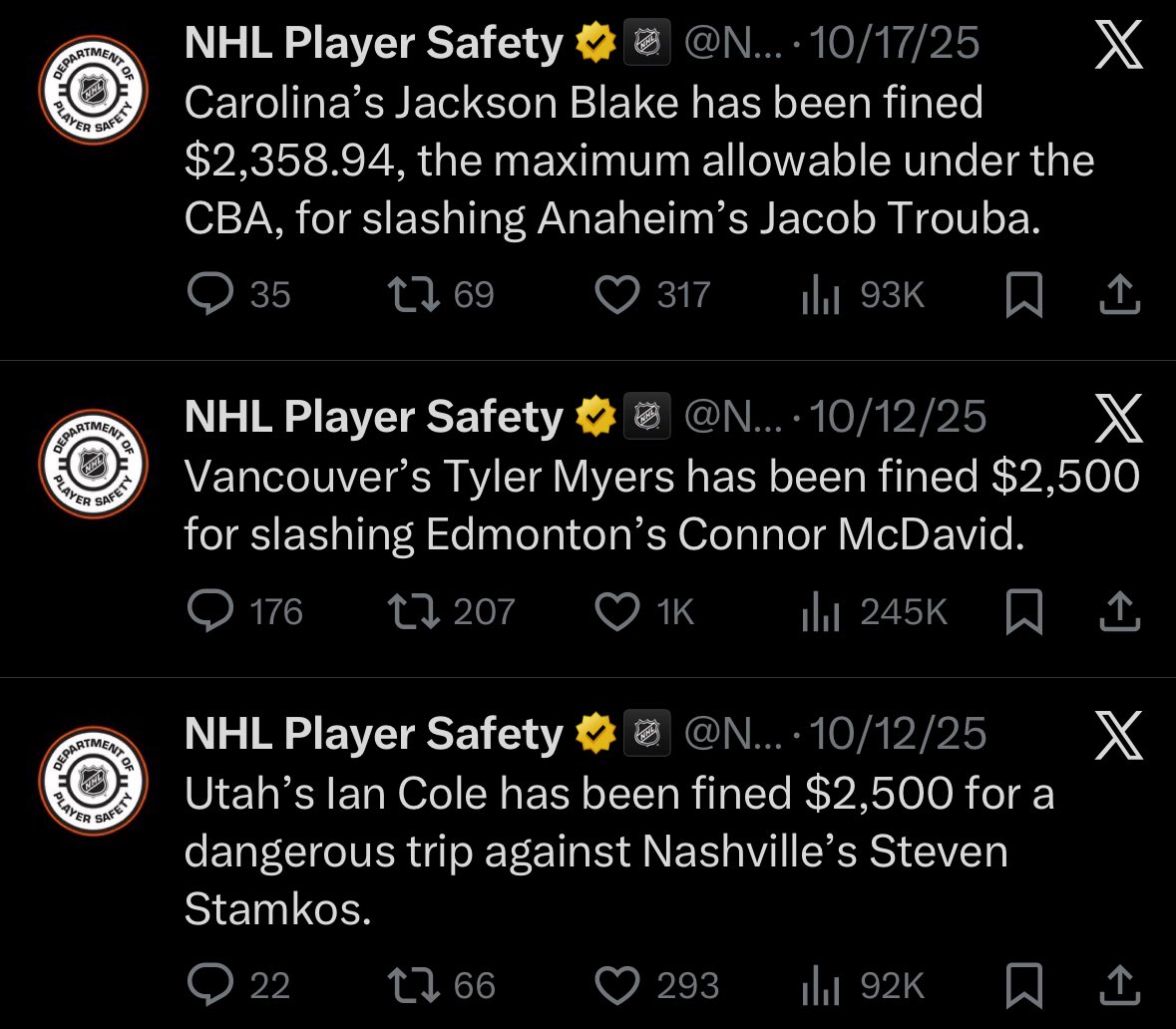 There is no evidence that the Department of Player Safety has even shown up to work all season. They not only don’t care, they do not show up.
