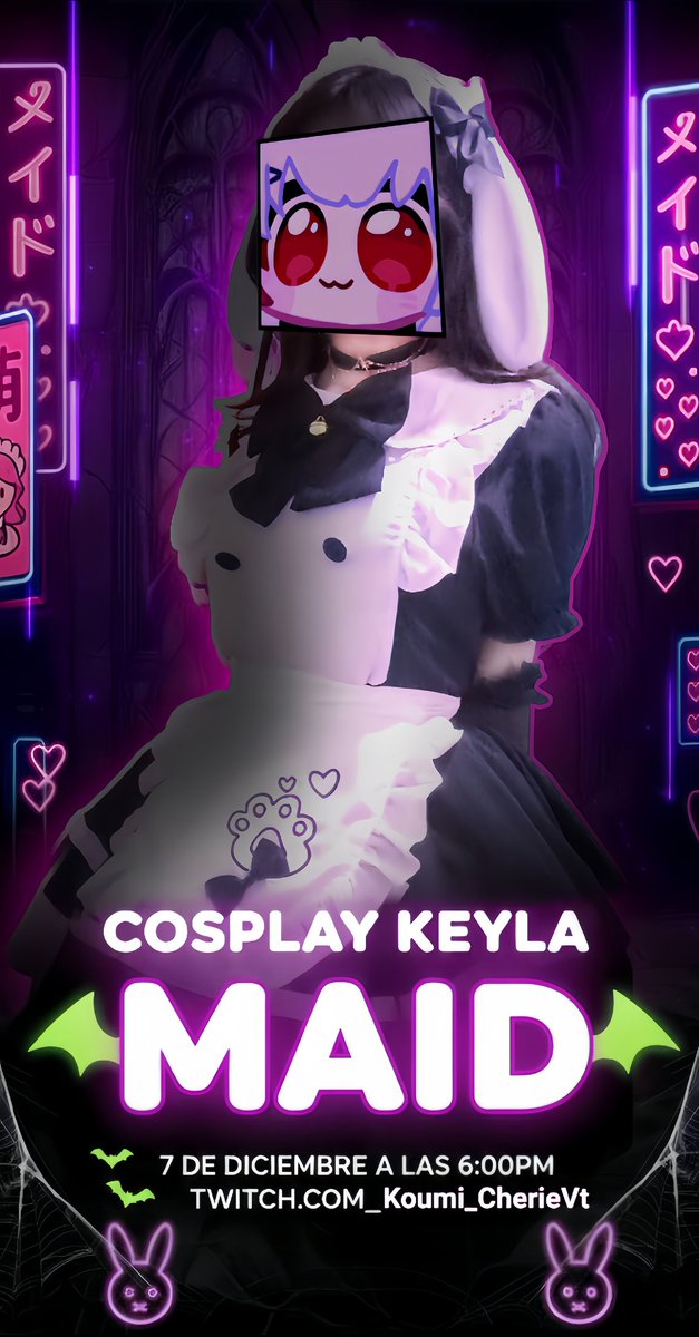 🖤【Stream Cosplay Keyla Maid】🖤

¿Están listos para lo que se viene? porque se viene fuerte, cof cof sí, con orejitas y todo >:3

Habrá:
Ruleta de castigos
Ruleta de bailes
Recompensas por Bits/Subs
Doble Cosplay (Keyla Normal/Maid)

Nos vemos a las 6:00 PM🇵🇪 en el moradito 💜