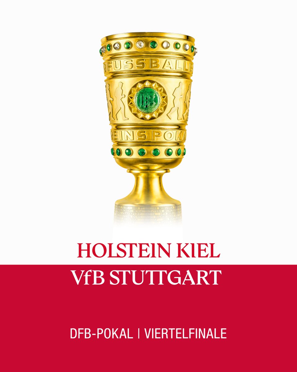 Das Los hat entschieden! 🏆

Wir treten im Viertelfinale des DFB-Pokals bei Holstein Kiel an.

Die Partie findet am 3./4. oder 10./11. Februar 2026 statt.

#VfB | #VfB1893 | #DFBPokal