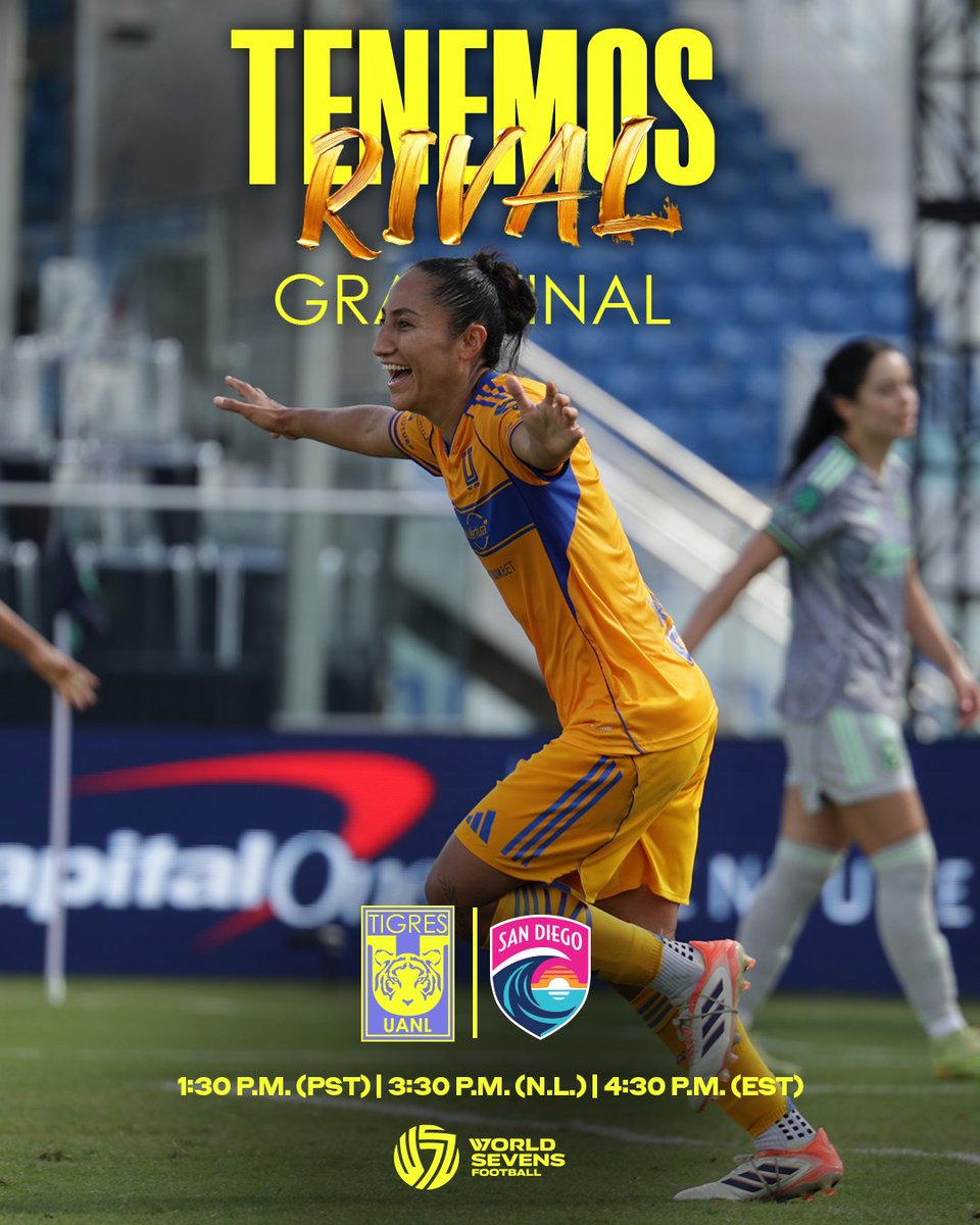 ✅🐯 ¡Listo el horario y el rival para la Gran Final del <a href="/worldsevens_/">World Sevens Football</a>! ¡Nos vemos en un par de horas, <a href="/sandiegowavefc/">San Diego Wave FC</a>! 👋🤩