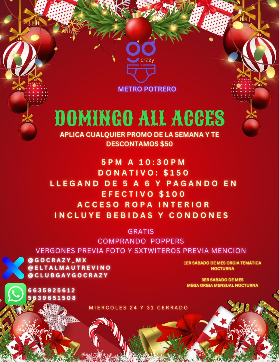 🩲GO CRAZY
🚇 POTRERO 
🪅DOMINGO ALL ACCESS
📢5PM A 10:30
🩲ACCESO ROPA INTERIOR
🍻 BEBIDAS CONDONES

<a href="/gocrazy_mx/">Go Crazy</a>

🔄RT Y PARTICIPA EN CORTESIA
TREVIÑO wa.link/0js0fi