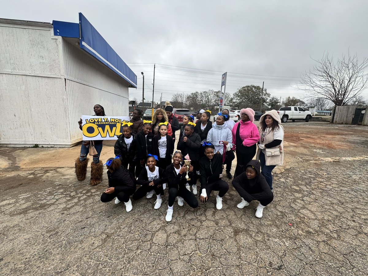WeAreNolanOwls's tweet photo. Our amazing cheer team participated in the College Park Parade on Saturday. We also received the Most Spirit Award! These scholars are so amazing for all the amazing work that they do to represent our school. LETS GO NOLAN OWLS 🫶🏽💙💛 @DrEarleanaSmith @SmithTeaches2 https://t.co/pWPhCV6uGa