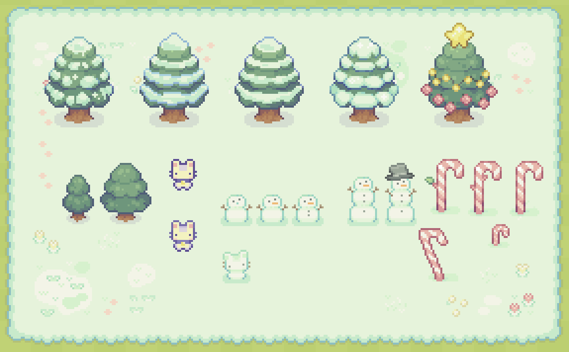 Cup_Nooble_'s tweet photo. little overview of work from today's stream ^.^ ! 
Will be working further on these sprites in upcoming streams ⛄🌟🐧! https://t.co/gStK0BD89q