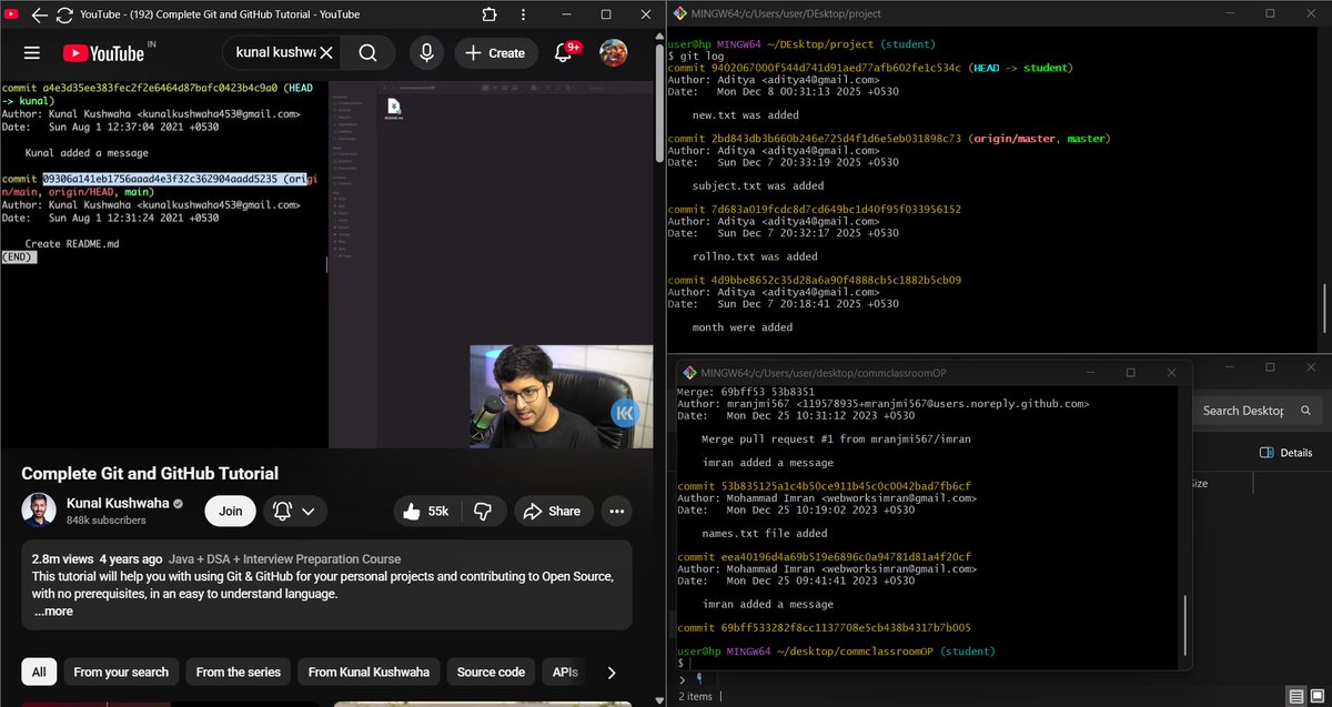 AdityaKrSi66307's tweet image. Learning about Git and GitHub from @kunalstwt.
It&apos;s a little bit difficult to understand how these things work. But it&apos;s fun to understand these types of things.
Btw love his lectures a lot.
#buildinpublic