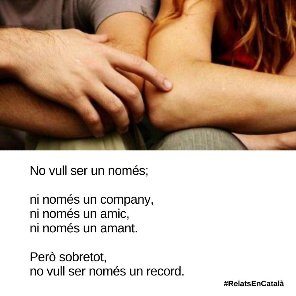 #RelatsEnCatalà
...
#LlegirEnCatalà #text #conte #LiteraturaCatalana #CulturaCatalana #escrits #lletres #escriptor #escriptora #literatura #català #AutorsCatalans #AutoresCatalanes #lletrescatalanes #escric #EscriureEnCatalà #frases #poesia #elplaerdescriure