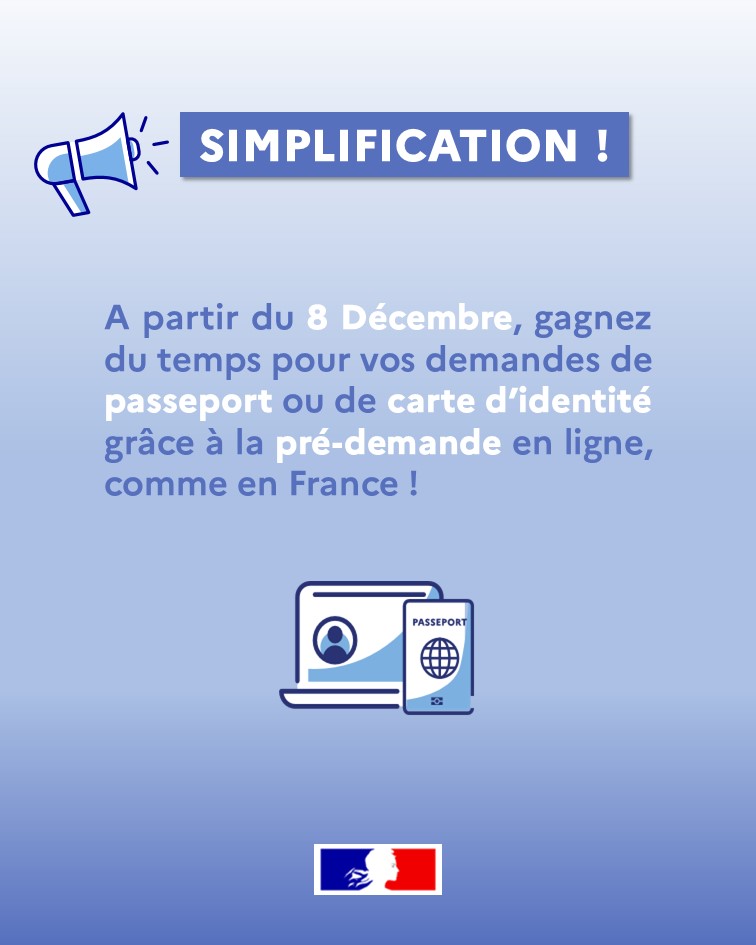 #Simplification
Si vous résidez à Bruxelles, Genève, Londres ou Mexico, vous pouvez effectuer une pré-demande en ligne pour vos demandes de CNI ou passeport !
+ simple + rapide + fiable
N’attendez plus rdv sur passeport.ants.gouv.fr/demarches-en-l…