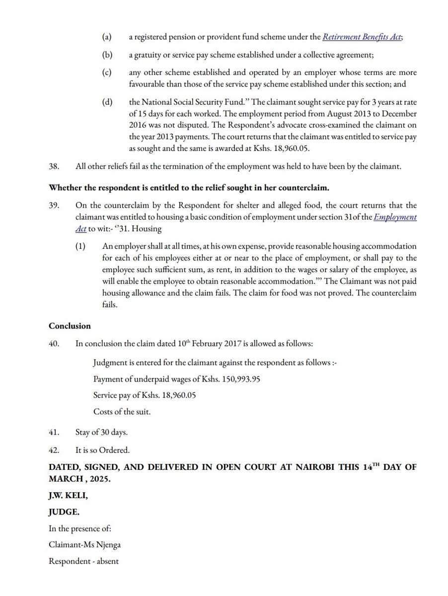 An employer has been ordered to pay Kshs. 169,953.95 for years of underpaying her house help.The employer paid her an average monthly salary of Kshs. 6,000 instead of the minimum wage of 10,954.70.

Minimum wage is NOT a suggestion.
Domestic workers deserve dignity  and the court