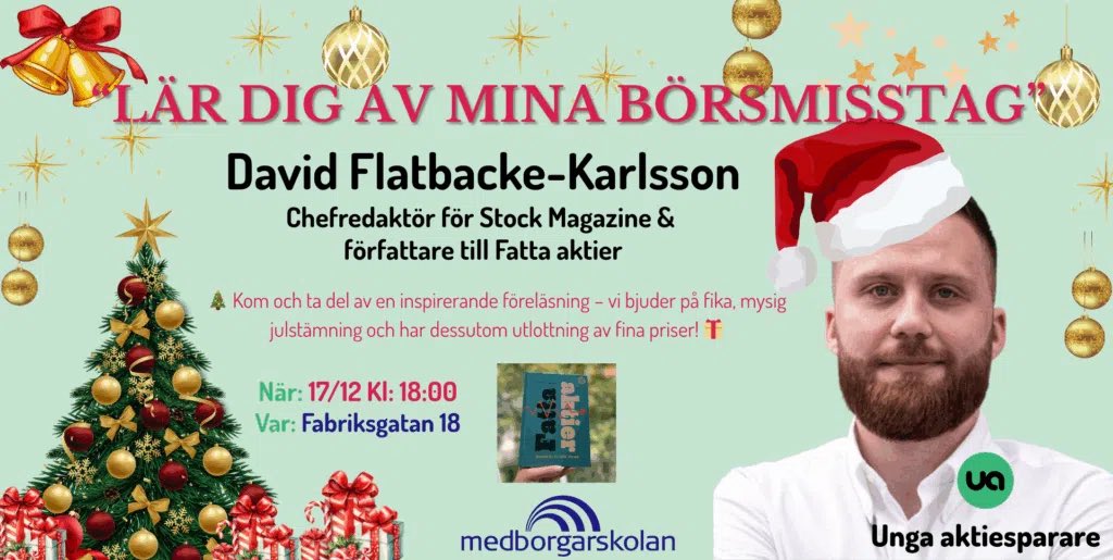 Vänner och aktieintresserade i Örebrotrakten – se hit. Jag kommer och föreläser för Unga Aktiesparare Örebro onsdagen den 17 december. 💚🤍 

Personer i alla åldrar är givetvis välkomna. 😉

Läs mer och anmäl er nedan (eller skriv till mig personligen)👇

medlem.ungaaktiesparare.se/event/mina-bor…