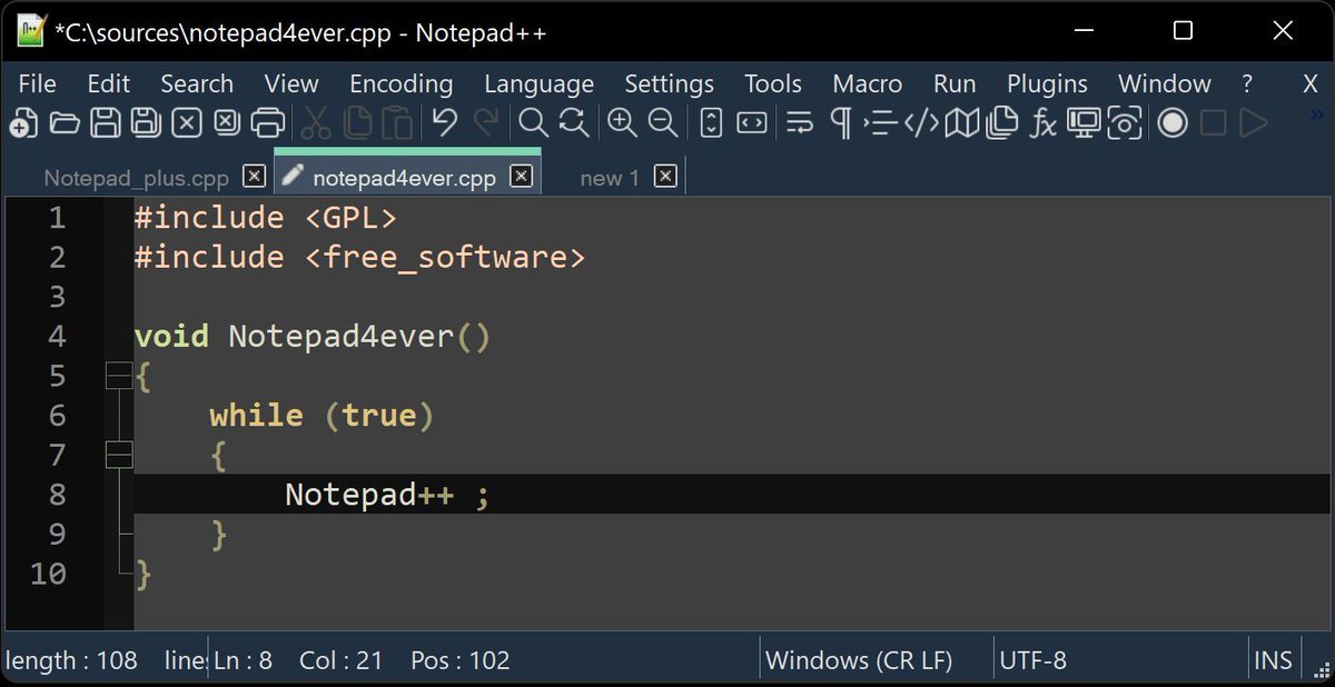 reisquarteu's tweet image. #Notepad++ is a free source code editor and Notepad replacement that supports several #programming languages: notepad-plus-plus.org #Software #OpenSource