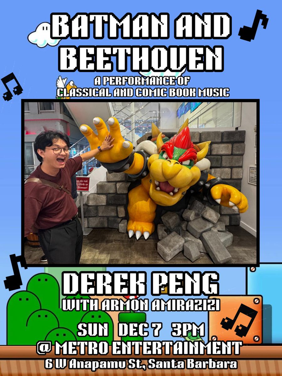 TODAY at 3pm- live at Metro Entertainment - Comics, Games, Toys &amp; more!
Have you ever wanted to hear superhero theme songs done by classical instruments? I do- and this will be so awesome!
Join us today for this exclusive free event in the shop at 6 West Anapamu in downtown SB!