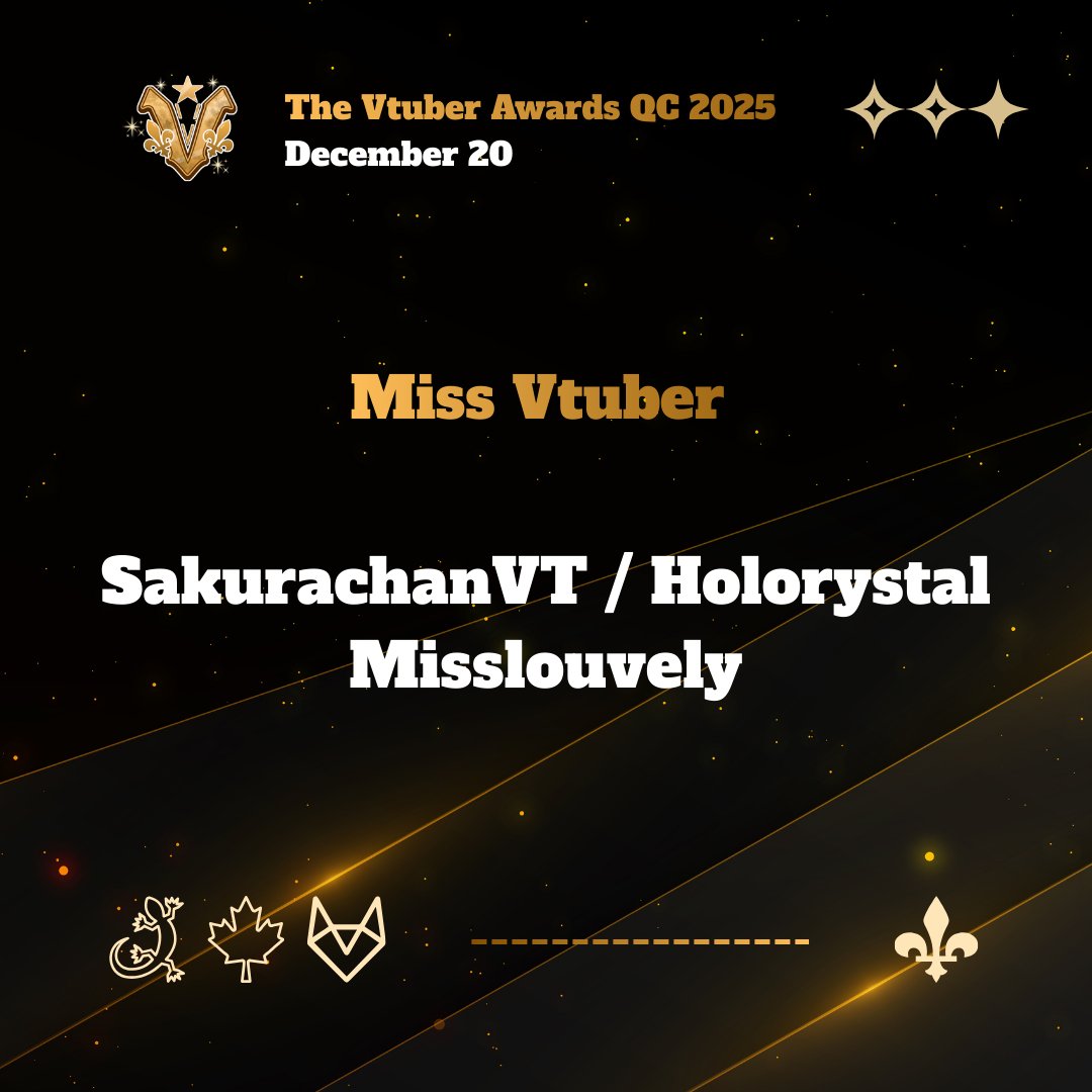 Mesdames et Messieurs! / Ladies and Gentlemen!  Nos jolies Miss Vtuber de cette année sont:  
Our lovely Miss Vtuber winners for this year are:
<a href="/MizukiSakuraCh/">Mizuki Sakura | 水月 桜</a> / <a href="/Holorystal/">Holorystal 🌈💎 diamond Kistune | on Vgen (open)</a> / <a href="/MissLouvely/">MissLouvely (vtuber) l’experte des dating sim ;)</a>