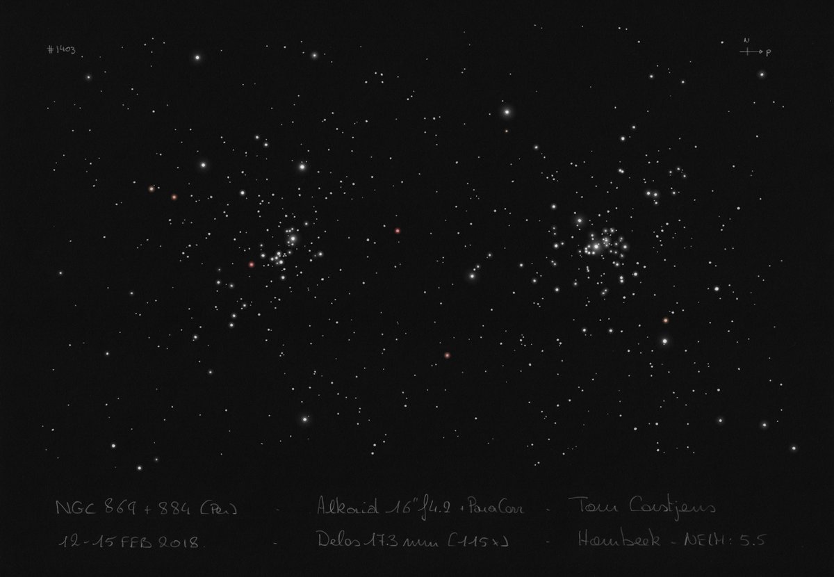 As new #deepskylog sketch of the week, we selected this sketch of the Open cluster NGC 884 in Perseus by Tom Corstjens.
More information can be found here:

deepskylog.org/index.php?inde…

#sketch #sketchoftheweek #deepsky #astronomy #deepskydrawing #sketches