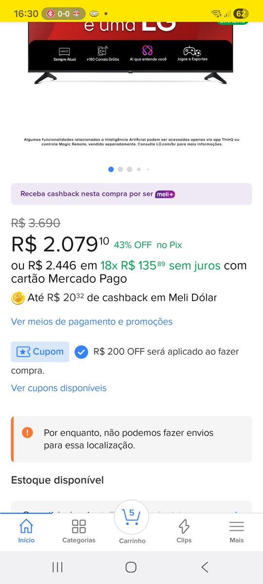 E aí <a href="/MercadoLivre/">Mercado Livre 🤝</a> qual e palhaçada para não enviar para o RS?
Desde do meio de semana, muitas promos e do nada essa palhaçada.