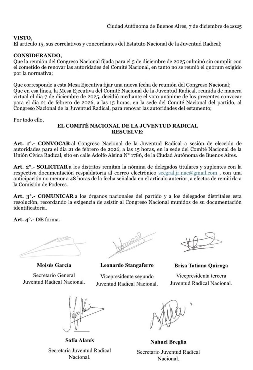 Comunicado sobre la <a href="/jrnacional/">Juventud Radical</a>