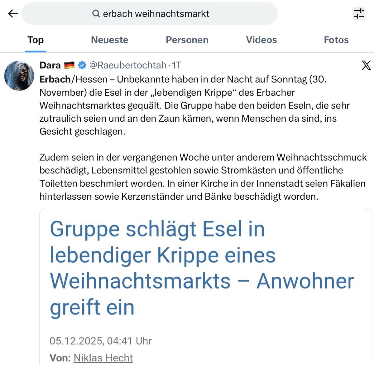 Da_Loysl's tweet photo. Ich wette fuffzisch Euro….. 

Bitte dazu auch das angehängte Video von @FineFinchen123 ansehen.
Hat man eigentlich schon eine DNA-Probe von dem „Geschäft“ in der Kirche gemacht? 🤷🏼‍♂️🙄

#Weihnachtsmarkt
#Erbach https://t.co/DSHRox3TNV